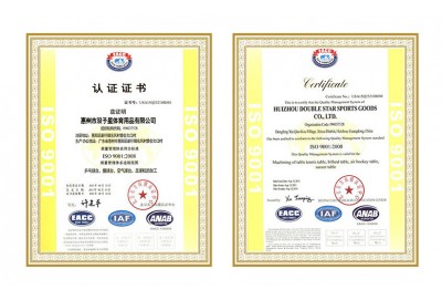 雙子星體育用品ISO9001認(rèn)證證書